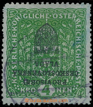 181122 -  Pof.RV18, Prague overprint I (Small Emblem), 4 Koruna Coat 