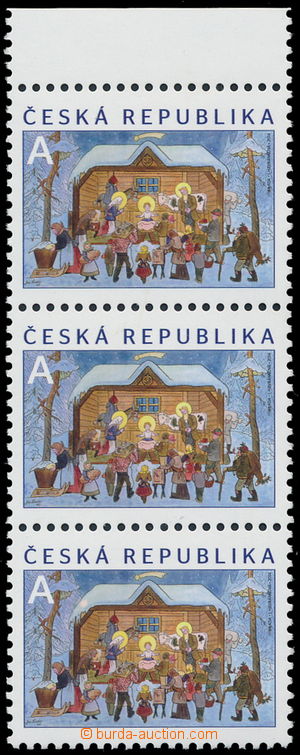 181127 - 2014 Pof.828, Vánoce A, Josef Lada, krajová 3-páska s VV 