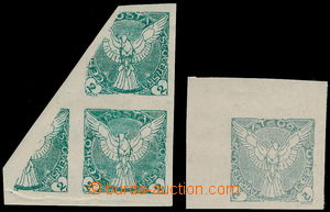 181132 - 1918 Pof.NV1, 2, Sokol v letu, 2h blok s tiskem na lepu + 5h
