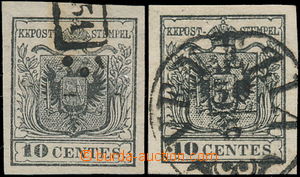 181313 - 1850 Ferch.2Ia, 2III, 2x Znak 10Cts HP Ia typ, Erstdruck s D