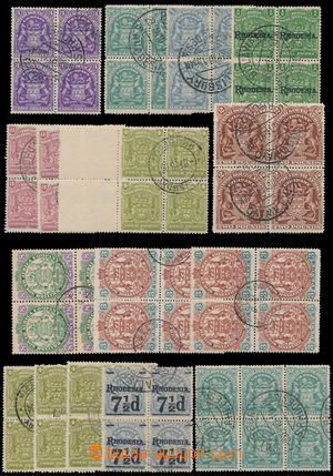 181345 - 1896-1909 sestava 16ks 4-bloků známek Znak, malé i velké
