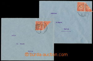 181349 - 1920 two letters with bisected stamps Sc.121, always 1 stamp