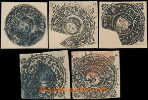 181353 - 1871-1873 Mi.1-3, 5ks 1Shahi černá, různé typy, z toho 2