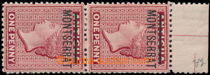 181385 - 1884 SG.8, krajová 2-páska 1P červená, typ Antigua s př