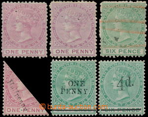 181388 - 1870-1886 SG.1, 2, 4, 23-25, zn. ST. CHRISTOPHER 6ks Viktori