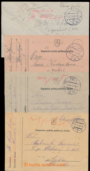 181440 - 1942-43 sestava 3ks lístků PP a 1 dopisu, obsahuje razítk