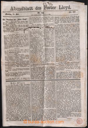 181529 - 1867 noviny Abendblatt des Pester Lloyd z 13.5.1867, uhersk
