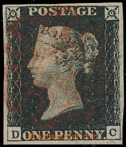 181547 - 1840 SG.1, Penny Black intense black, plate 4, letters D-C, 