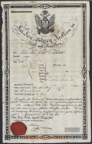181618 - 1825 RAKOUSKO-UHERSKO  cestovní pas Reisepass vydaný v Ins