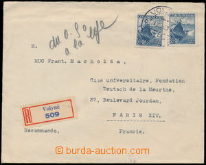 181643 - 1939 Reg letter to France, with parallel franking Czechosl. 