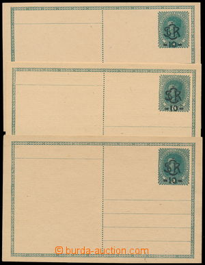 181706 - 1918 CDV5a, sestava 3ks dopisnic Malý monogram - Karel 10/8