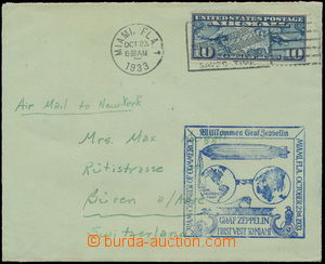 181763 - 1933 ZEPPELIN / Let-dopis zaslaný z Miami do Švýcarska  v