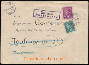 181854 - 1944 DOPRAVA ZASTAVENA  dopis adresovaný do Toulouse ve Fra