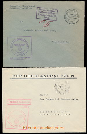 181868 - 1939 2 úřední dopisy bez frankatury, 1x fialové rámečk