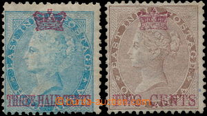 181932 - 1867 SG.1, 2, indické Viktorie ½A modrá a 1A hnědá 