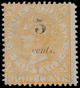 181933 - 1880 SG.42, Viktorie 8C oranžová s přetiskem 5 CENTS.; be