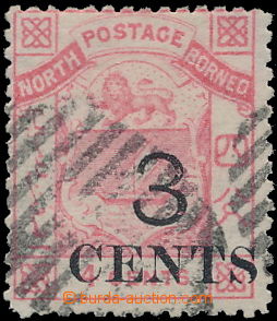 181944 - 1886 SG.19, Znak 4C růžová s přetiskem 3 CENTS; zoubkov