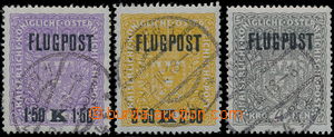 181945 - 1918 Mi.225xA, 226xC, 227xA, FLUGPOST, komplet na šedém pa