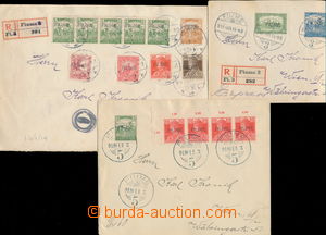 181962 - 1919 3 Reg letters to Vienna with overprint stamps FIUME, i.