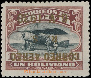 181973 - 1930 Sc.C18a, Airmail 1 Boliviano black / brown, golden Opt 