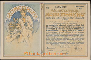 182042 - 1925 MUCHA Alfons (1860–1939), ticket Raffle lottery Comen