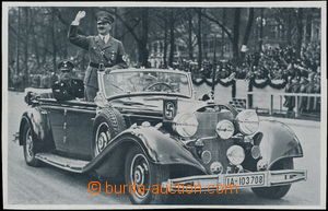 182081 - 1939 A.H. při slavnostní jízdě autem Mercedes, čb fotop