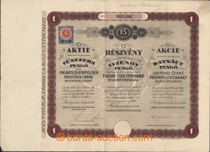 182136 - 1926 akcie Uhersko - české průmyslové banky, 2ks, 1x hod