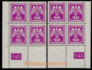 182150 - 1943 Pof.SL23, Služební (II.) 4K fialová, pravý a levý 
