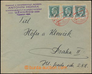 182159 - 1938 UŽHOROD  firemní dopis vyfr. 3x zn. Beneš 50h s čer