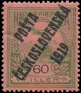 182244 -  Pof.94, Turul 60f zelená / černá, I. typ přetisku; zk. 