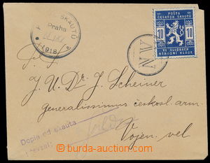 182265 - 1918 letter sent to J. Scheinera with Pof.SK1, 10h blue, rou