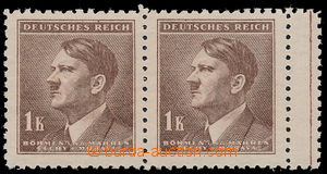 182285 - 1942 Pof.84, A. Hitler. 1 Koruna brown, horizontal pair with