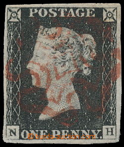 182321 - 1840 SG.1, Penny Black sytě černá, písmena N-H, TD 2; le