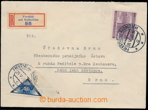 182347 - 1940 DORUČNÍ  R-dopis do vlastních rukou s vylepenou 1 zn