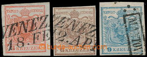 182361 - 1850 Ferch.3HP-5HP, rakouské Znak 3Kr, 6Kr, 9Kr I. typy s b