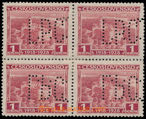 182420 - 1928 Maxa L30, Pof.237, Hluboká 1CZK red, as blk-of-4 with 