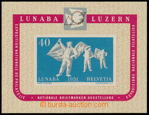 182444 - 1951 Mi.Bl.14, aršík LUNABA; kat. 260€