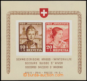 182445 - 1941 Mi.Bl.6, aršík Červený kříž; luxusní, kat. 110