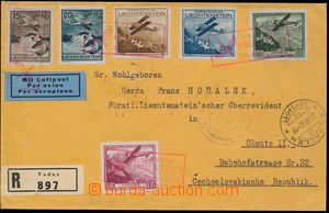182496 - 1930 Registered airmail letter from Vaduz to Olomouc with Mi