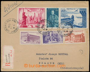 182556 - 1949 Reg letter to Prague, franked with. Mi.331-336, Exhibit