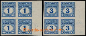 182566 - 1916 Ferch.P25, P26, Doplatní 1K a 3K modré, nezoubkované