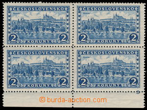 182605 - 1926 Pof.225, Prague 2CZK blue, lower corner blok of 4 with 