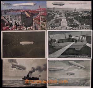 182711 - 1905-10 VZDUCHOLODĚ  sestava 9ks pohlednic s motivem vzduch