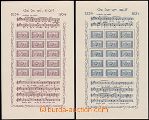 182925 - 1934 Pof.A283B, A284A, souvenir sheets Anthem-issue, 1CZK la