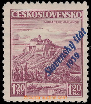 182947 - 1939 Alb.13, Mukachevo 1,20CZK with shifted overprint R to w