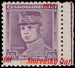 182948 - 1939 Alb.10, Štefánik 60h fialová s pravým okrajem, výr