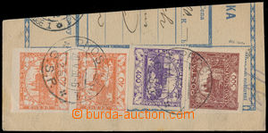 183072 - 1920 parcel dispatch card segment with tricolor franking Pof