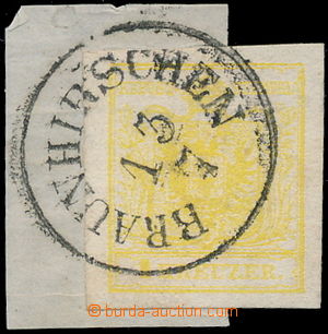 183279 - 1850 Mi.1Y, Ferch.1III HP, 1 Kr yellow type III on cut-squar