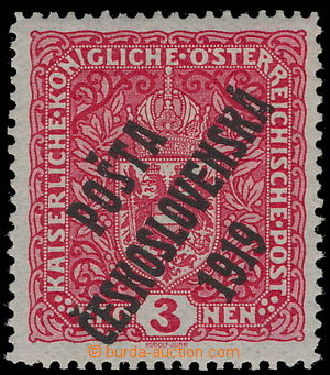 183319 -  Pof.49II, Coat of arms 3 K pale red, wide format, overprint