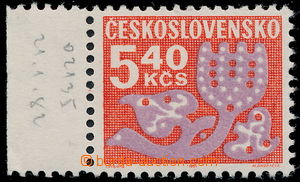 183343 - 1971 Pof.D102yb, Květy 5,40Kčs, papír fl2, krajový kus; 